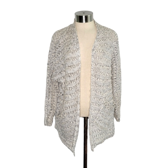 Cato Women's Size S Nubby Mixed Texture Gray Metallic Open Cardigan Sweater - Picture 1 of 9